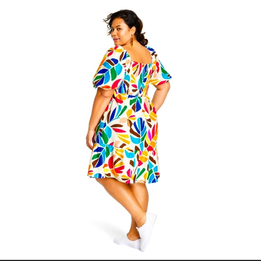 NWT Women's Botanical Print Puff Sleeve Mini Dress